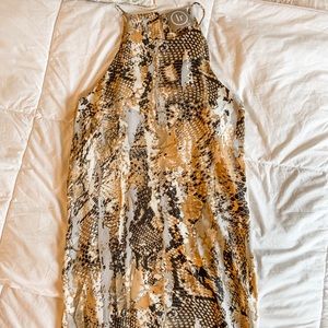 Multi colored snakeskin mini dress